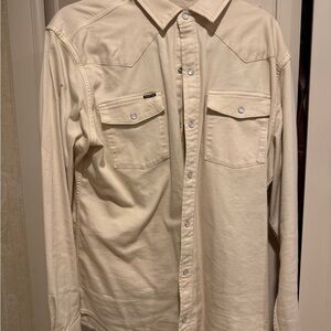 Poncho Outdoors denim pearl snap western shirt. Large slim fit